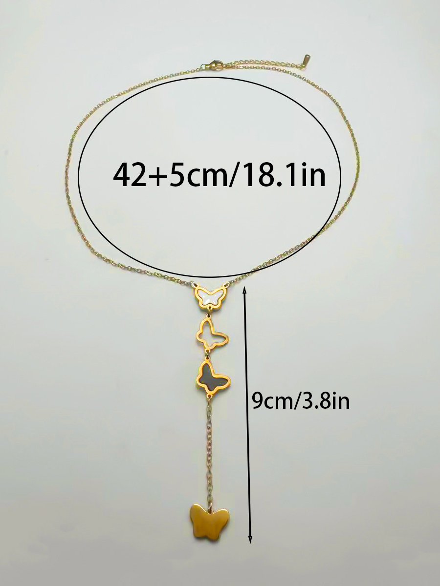 Golden Butterfly Drop Necklace