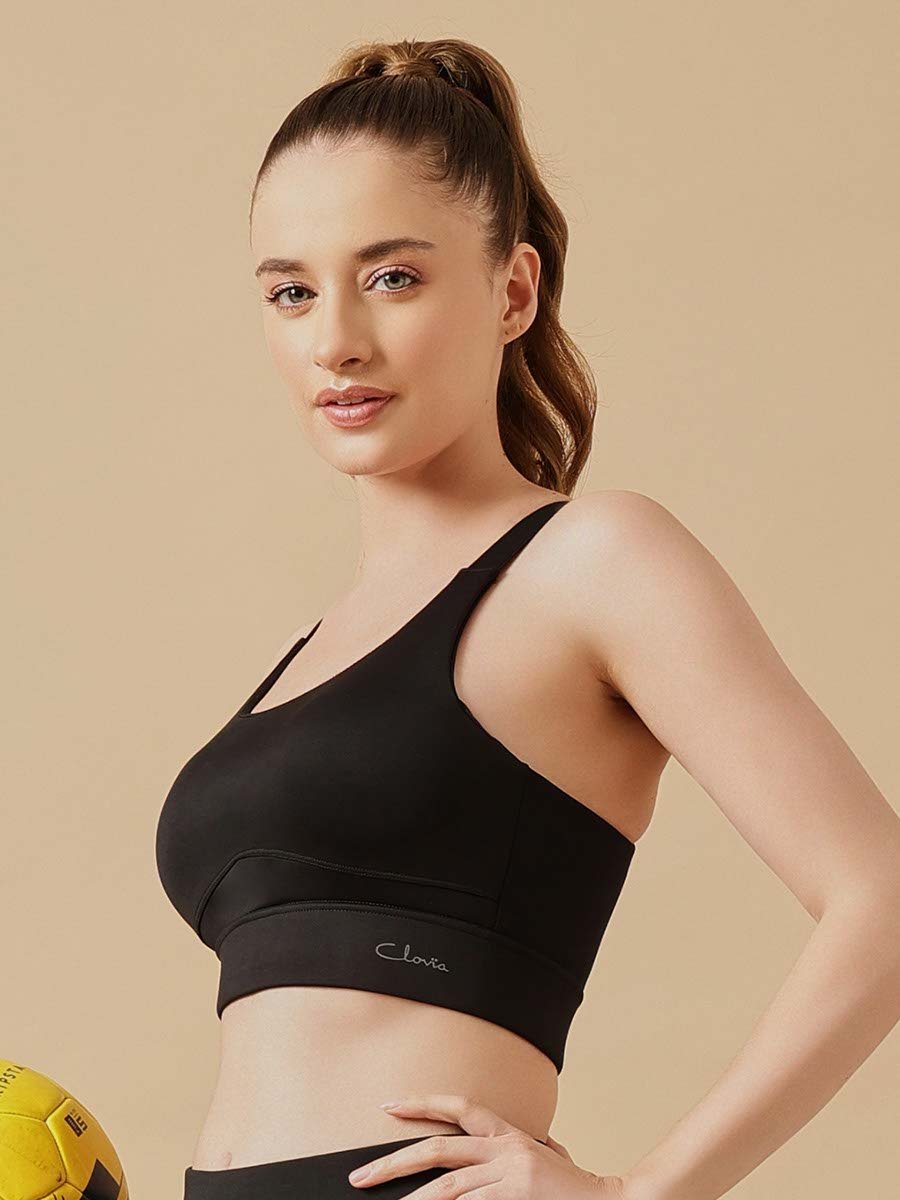 Black Padded High-Impact Sports Bra