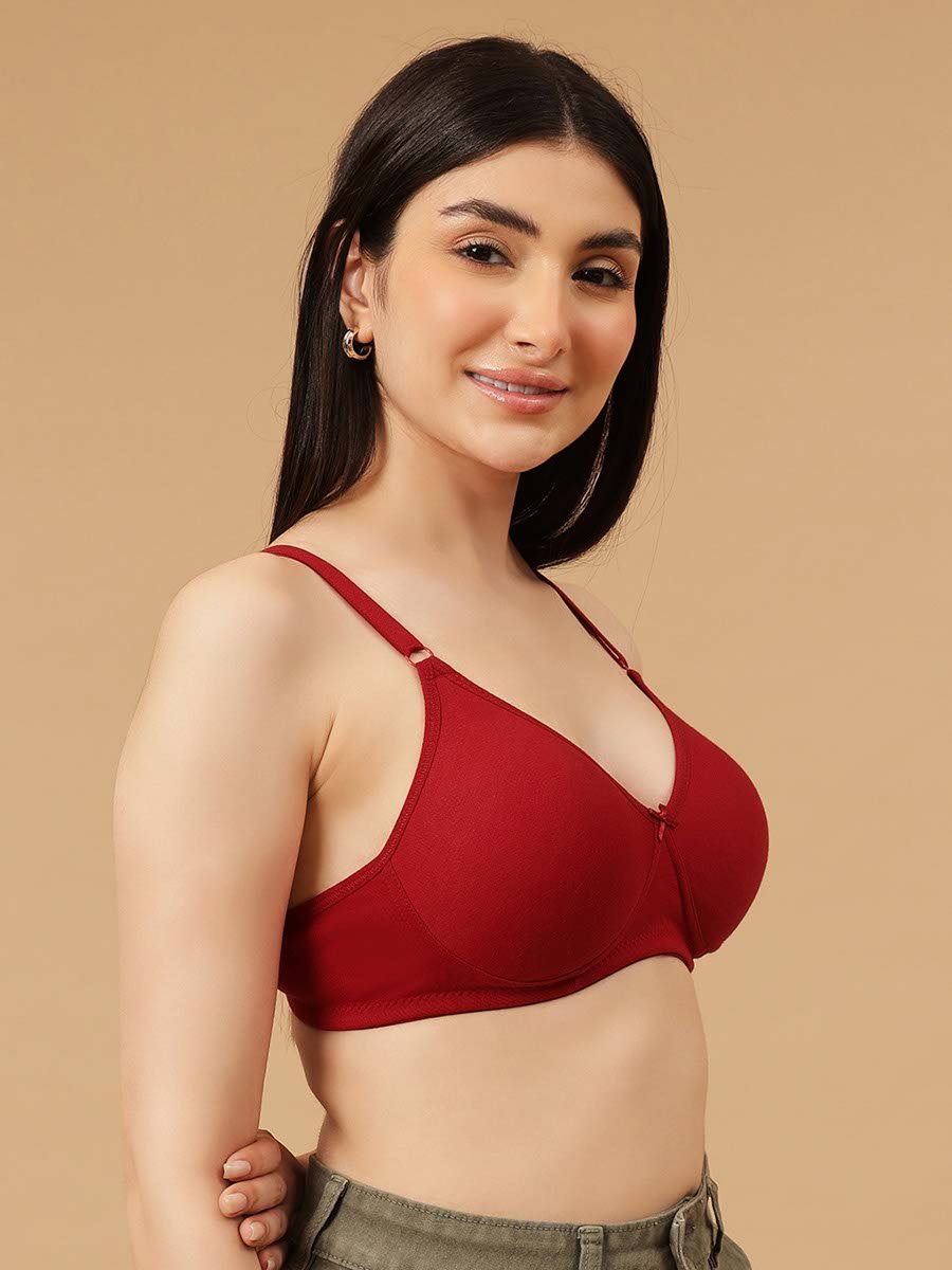 Maroon Padded Non-Wired Full Coverage T-Shirt Bra