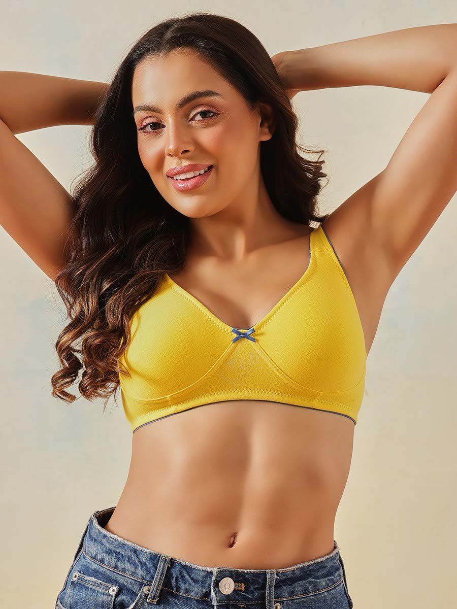 Yellow Non-Wired Non-Padded Everyday Demi Cups Bra 