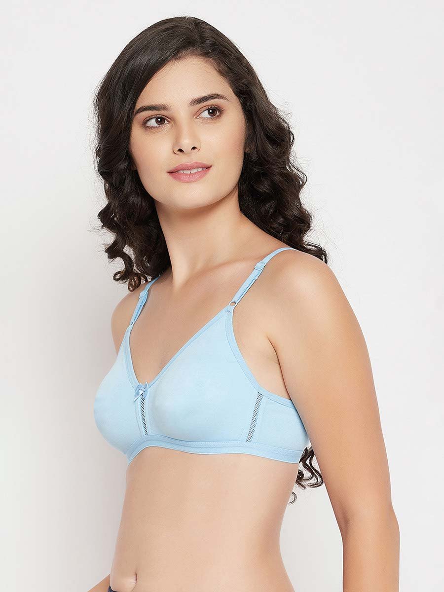 Blue Non-Padded Non-Wired Full Coverage Bra