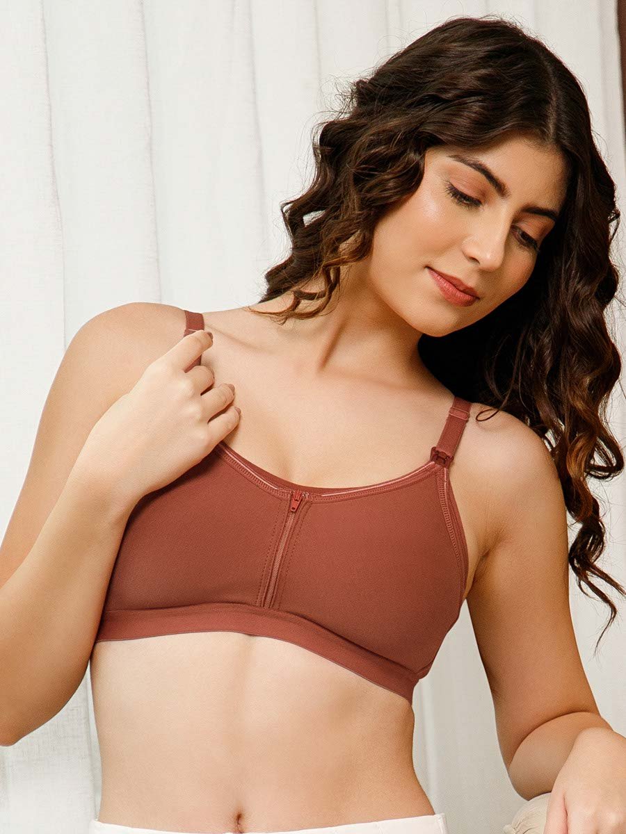 Brown Feeding Non-Padded Non-Wired Full Coverage Bra