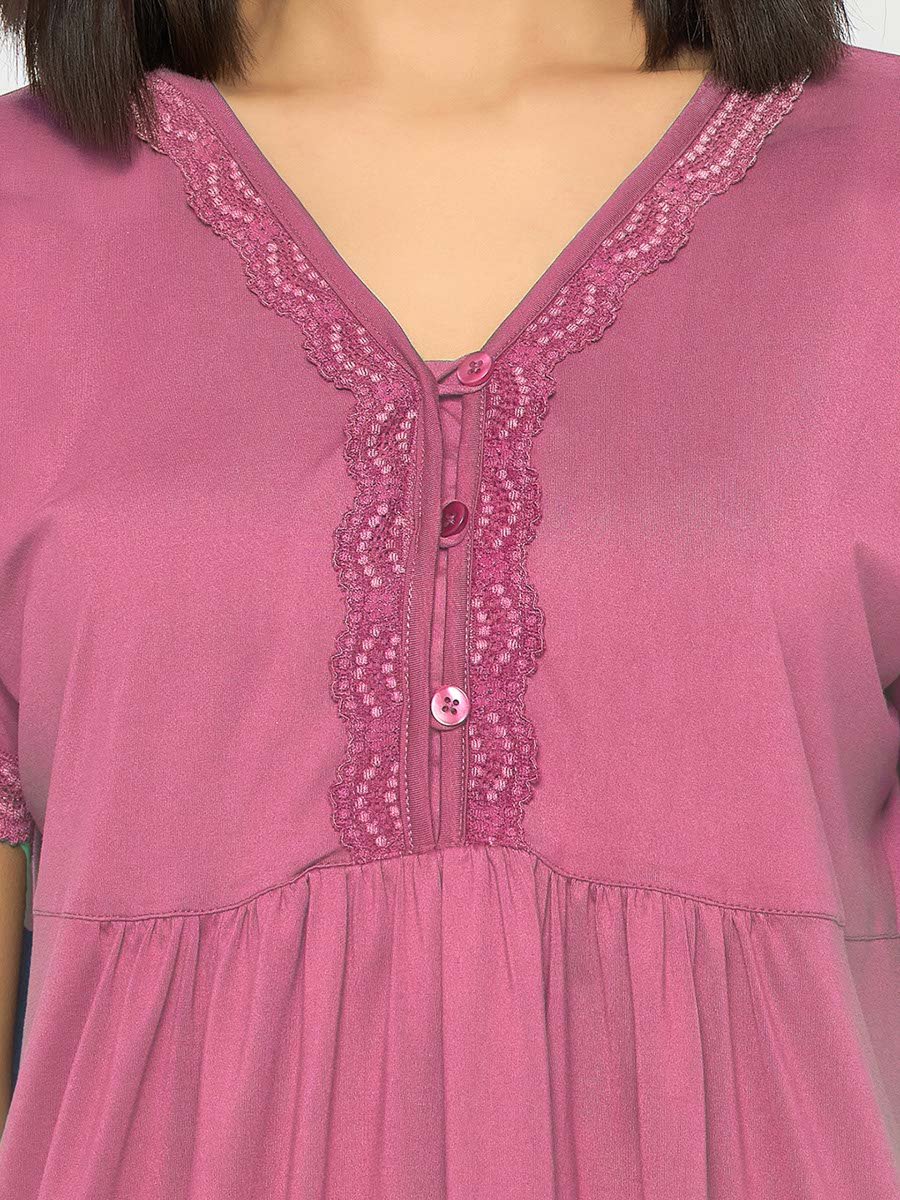 Peplum Top & Pyjama Set in Dark Purple
