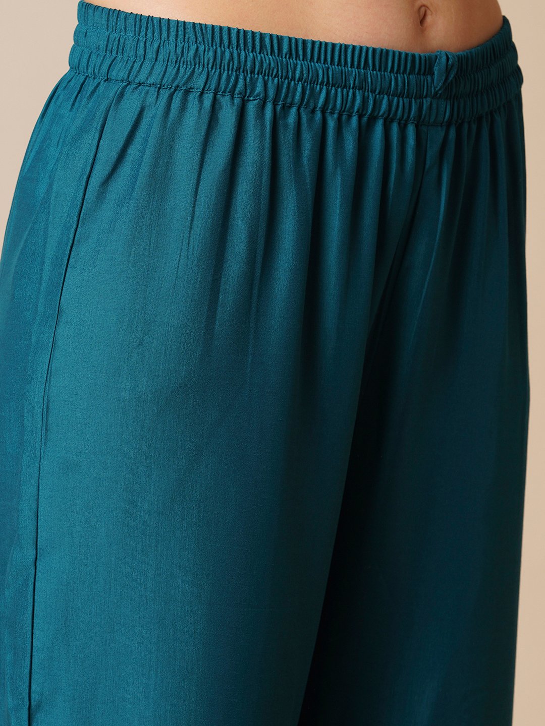 Teal Embroidered Muslin Sharara Set with Contrast Dupatta