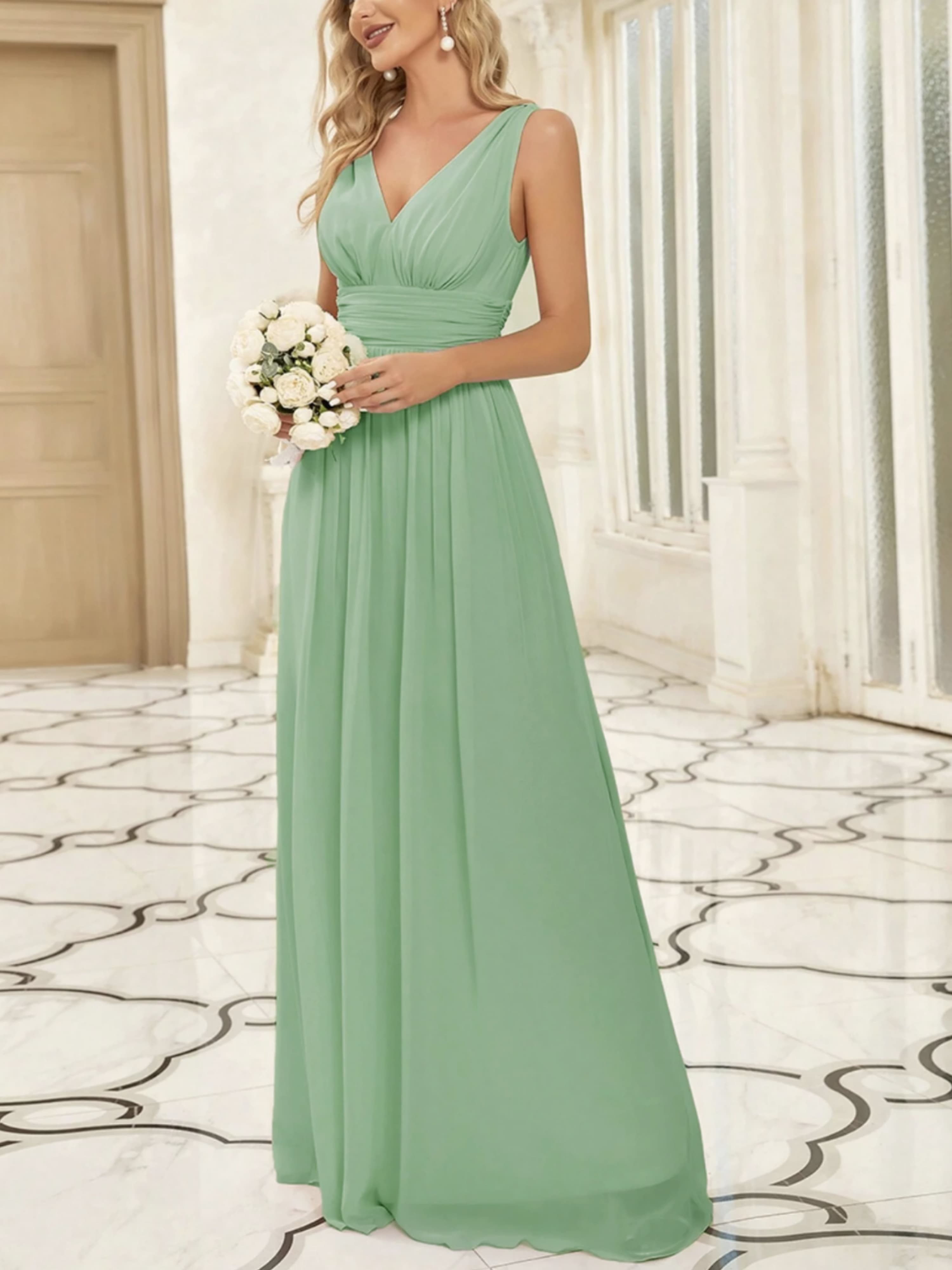 Sage Green Sleeveless A-Line Maxi Dress