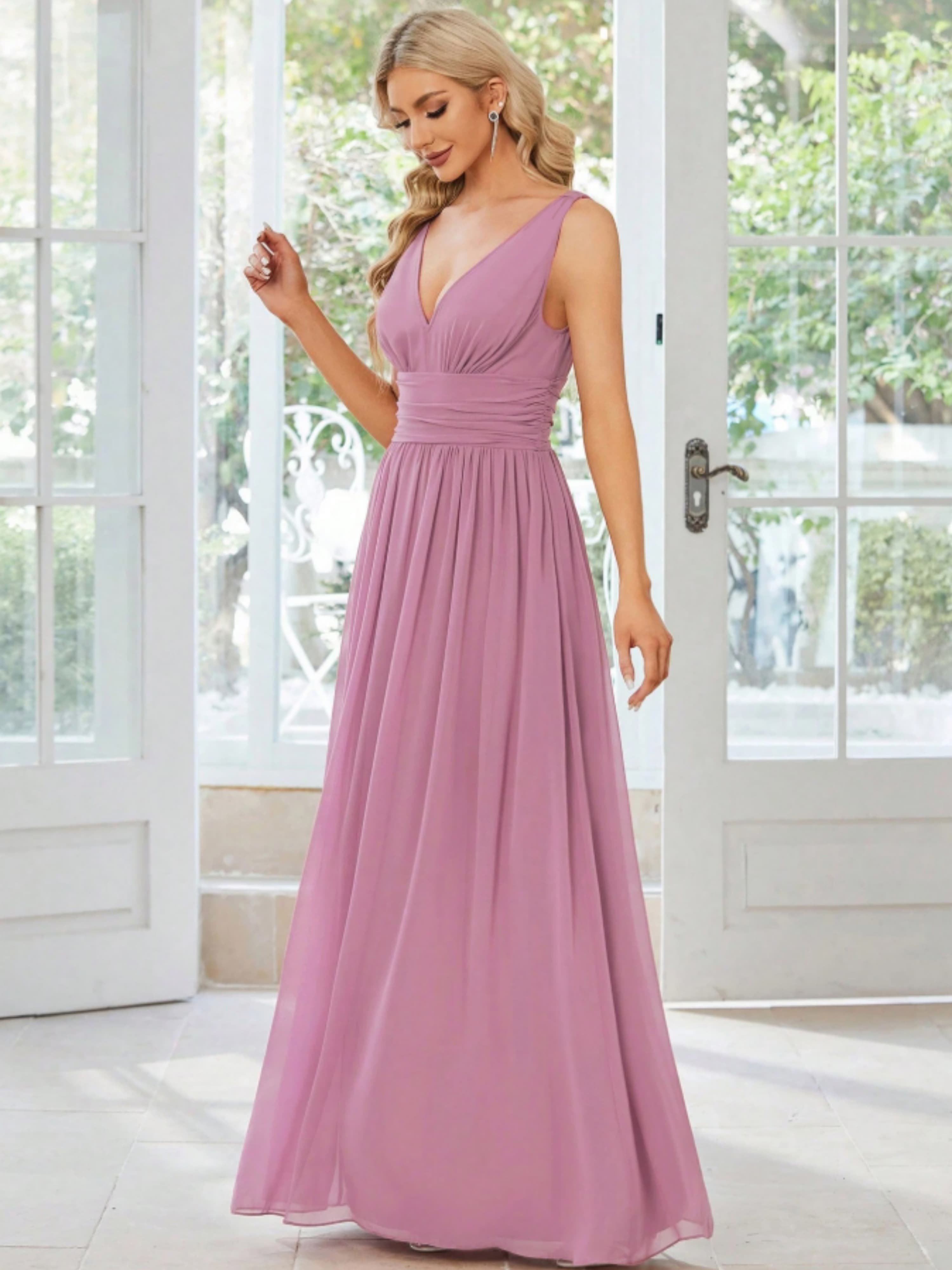 Purple Sleeveless Maxi A-Line Dress