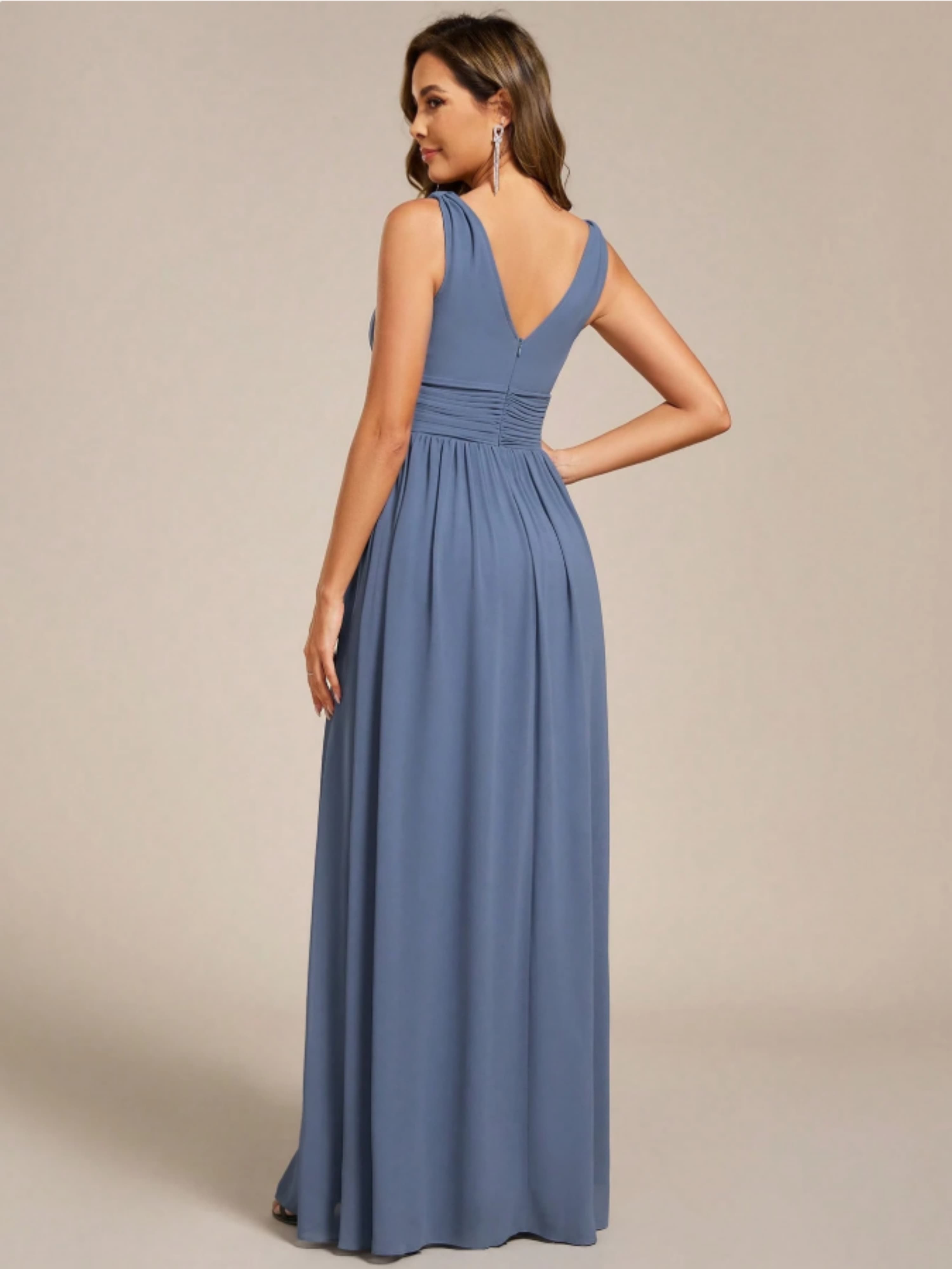 Blue Sleeveless Maxi A-Line Dress