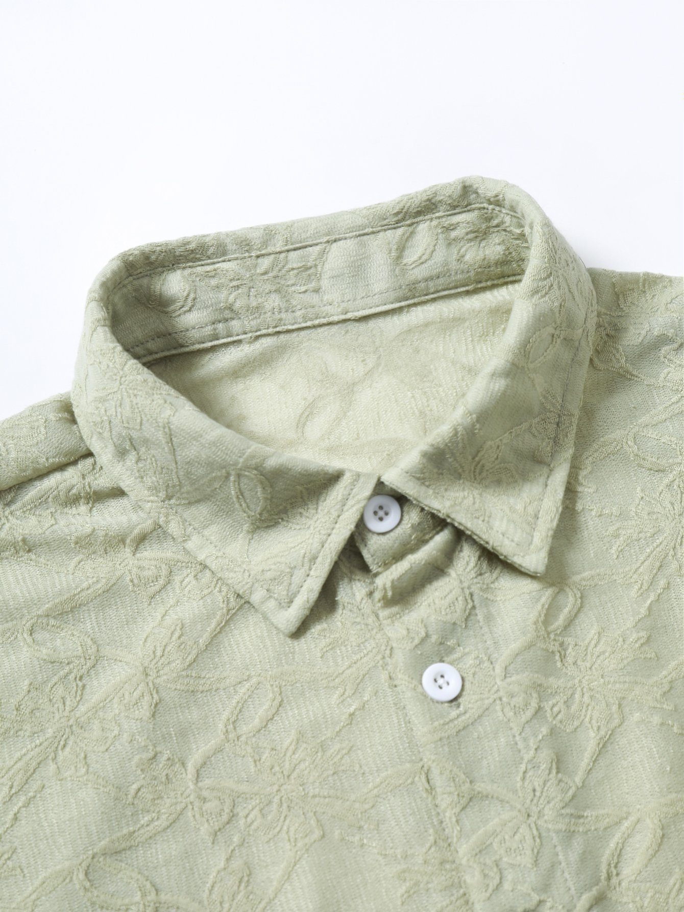 Plus Size Green Textured Regular Fit Shirt