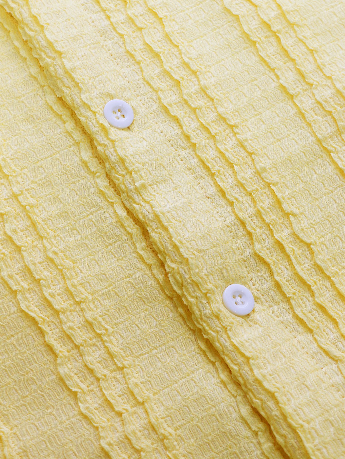 Yellow Textured Spread Collar Casual Shirt