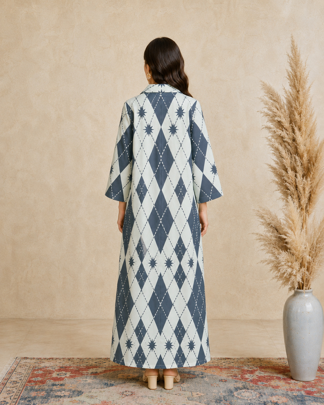Multi All Over Print Open Collar Jalabiya