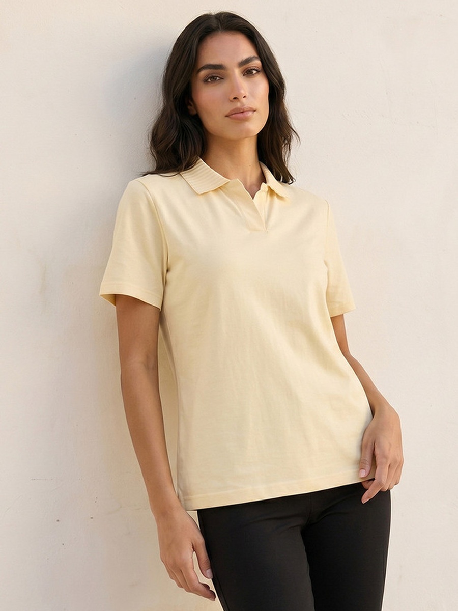 Polo T-Shirt with Ribbed Collar