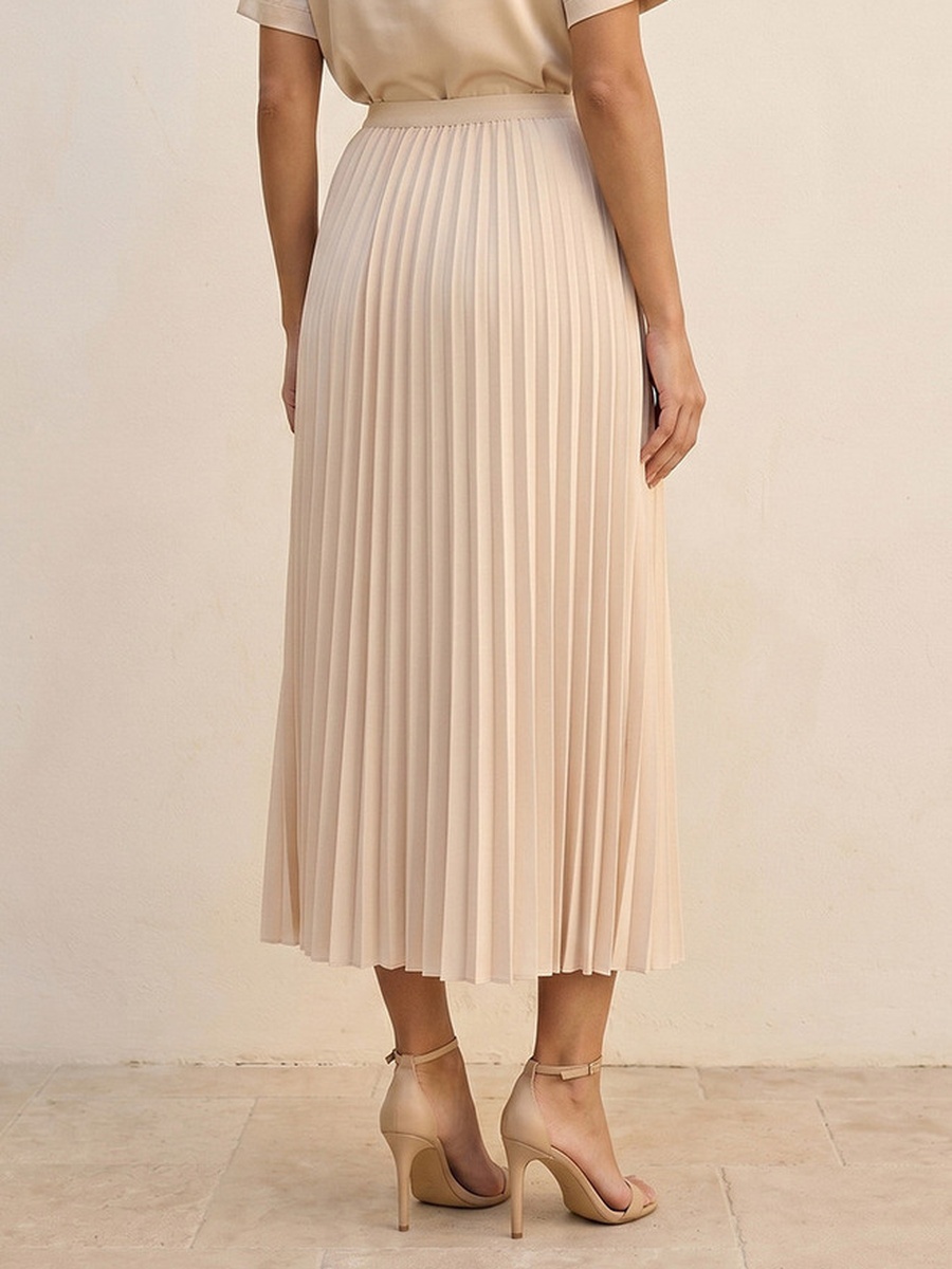 Midi Length Skirt with Pleated Detail