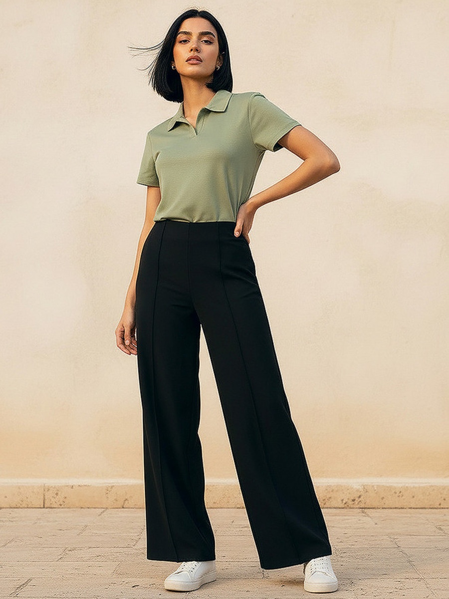 Full Length Ponte Wide Leg Pants