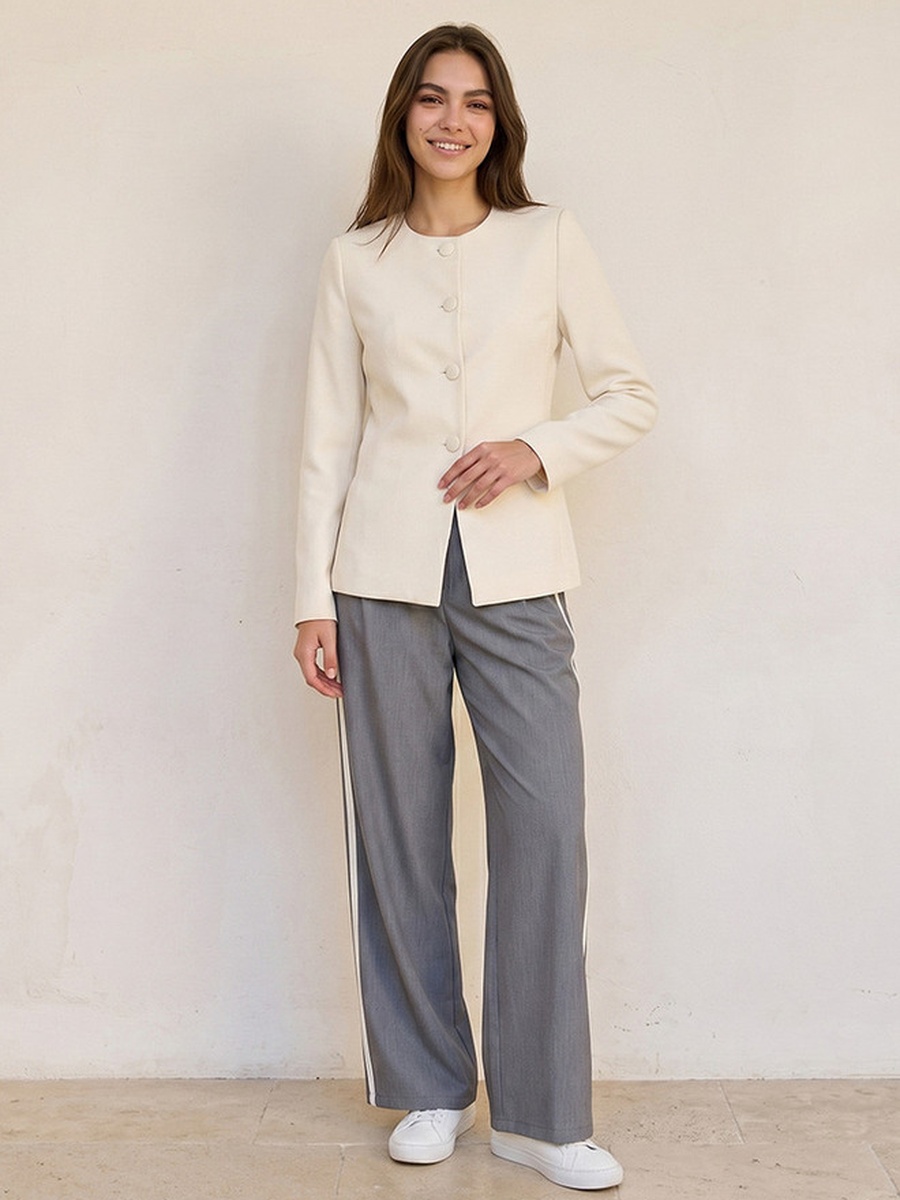 Plain Round Neck Blazer