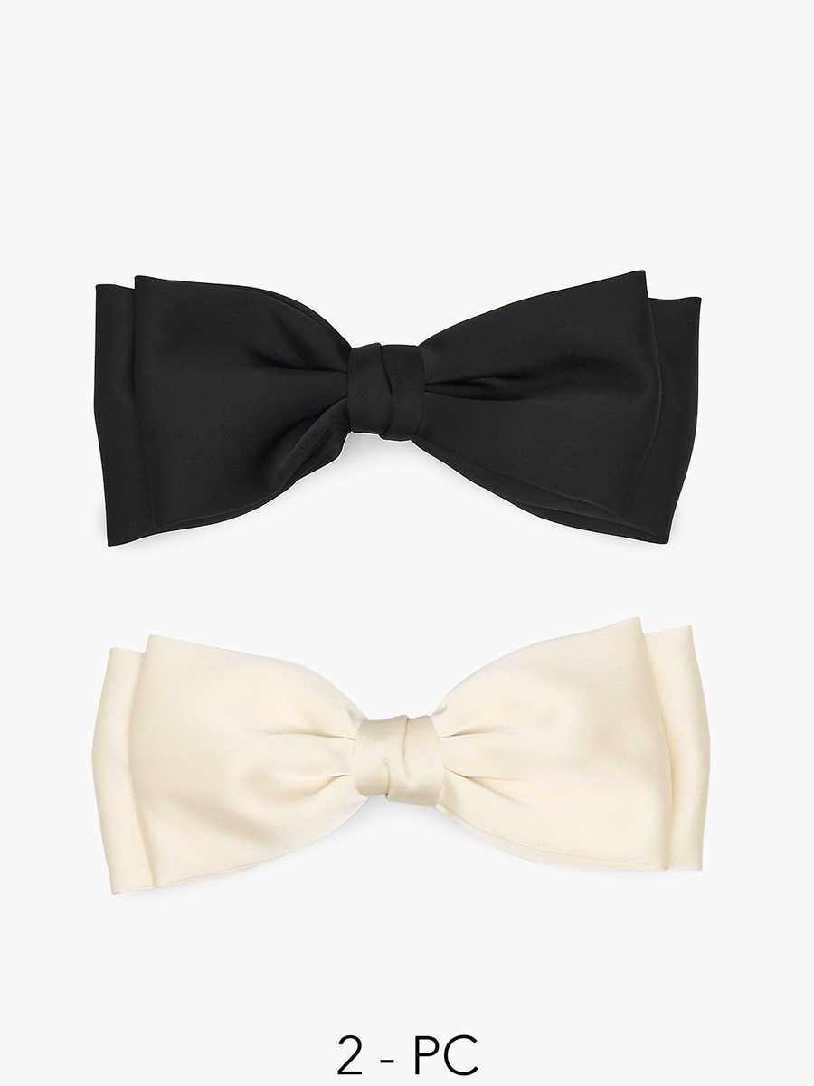 Pack of 2 Barrette Hair Clip with Bow Accent
