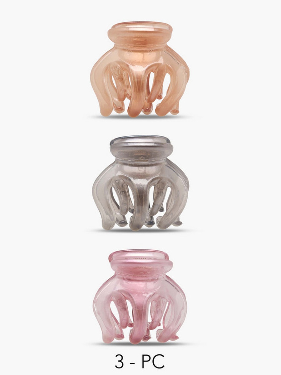 Pack of 3 Curved Hair Clamp with Slotted Design