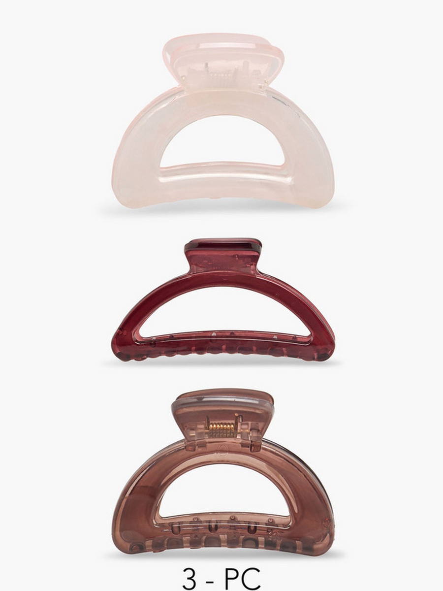 Pack of 3 Curved Hair Clamp with Cutouts