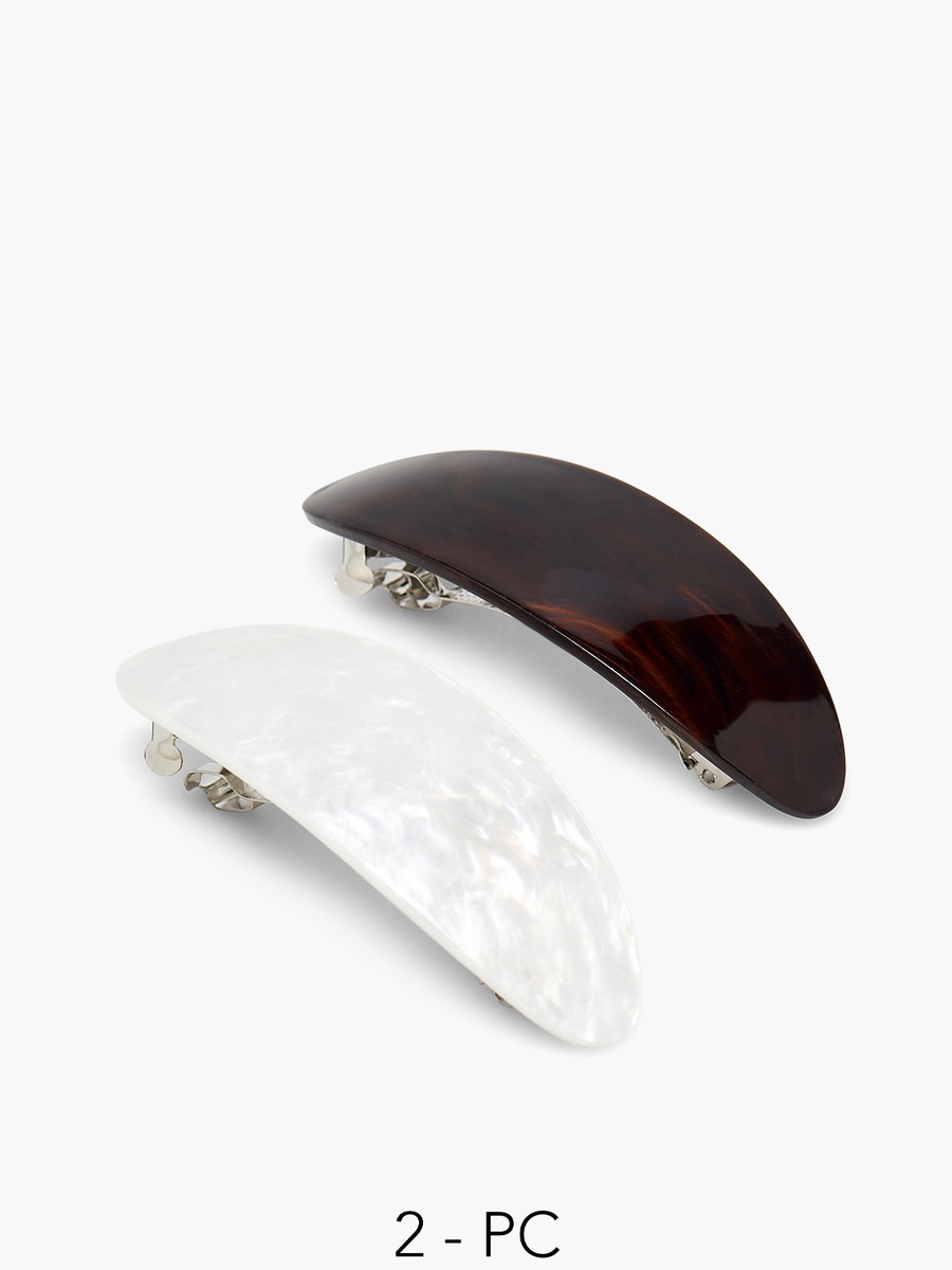 Pack of 2 Oval Barrette Hair Clip with Glossy Finish