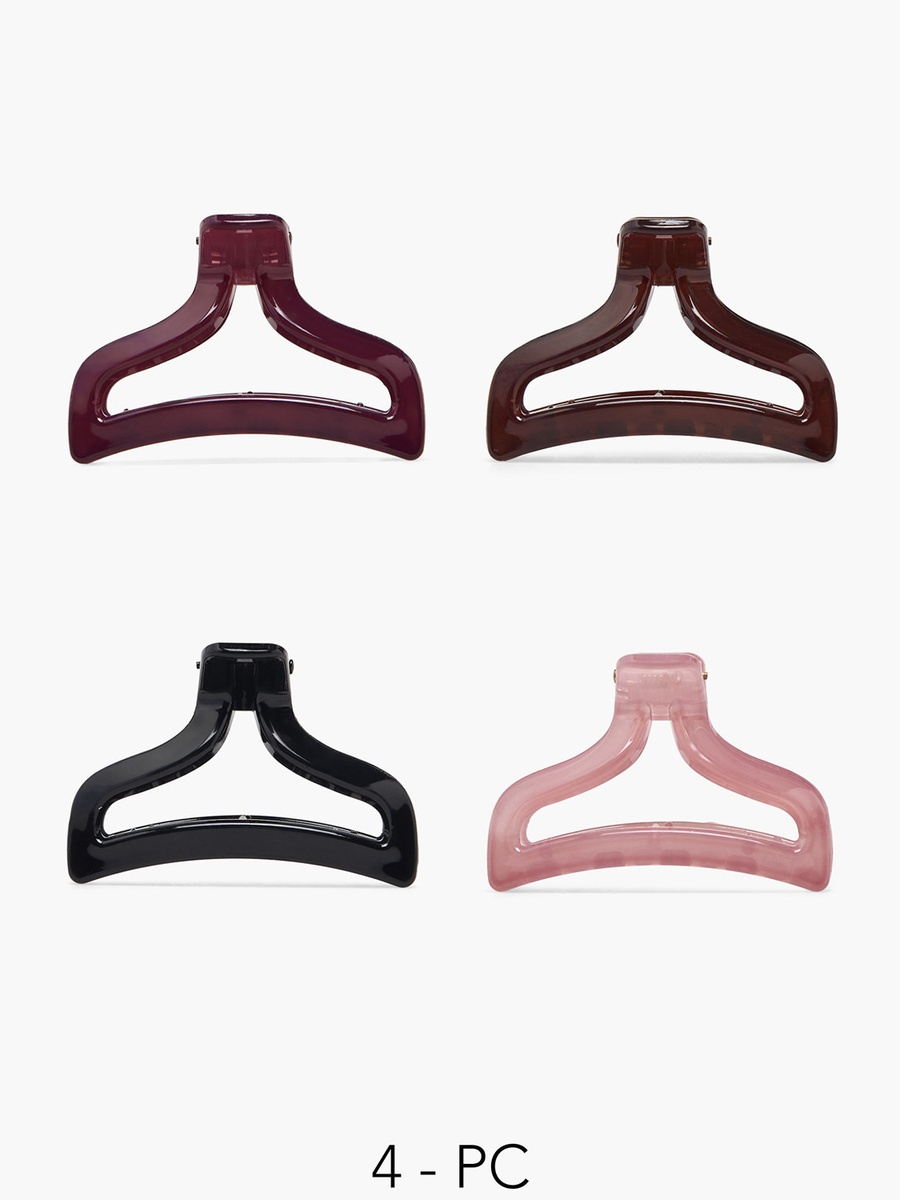 Pack of 4 Curved Hair Clamp with Cutout Design