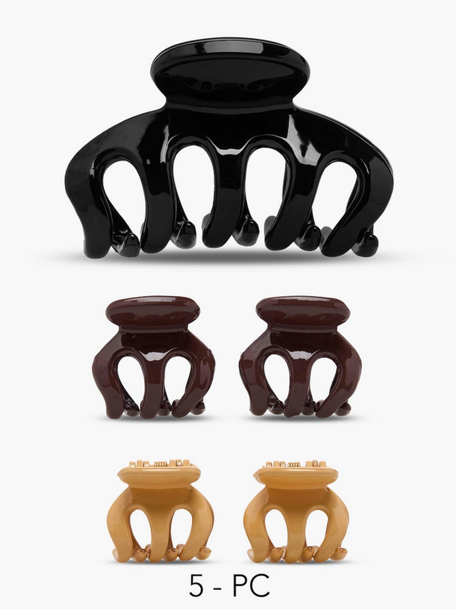 Pack of 5 Curved Hair Clamp with Slotted Design