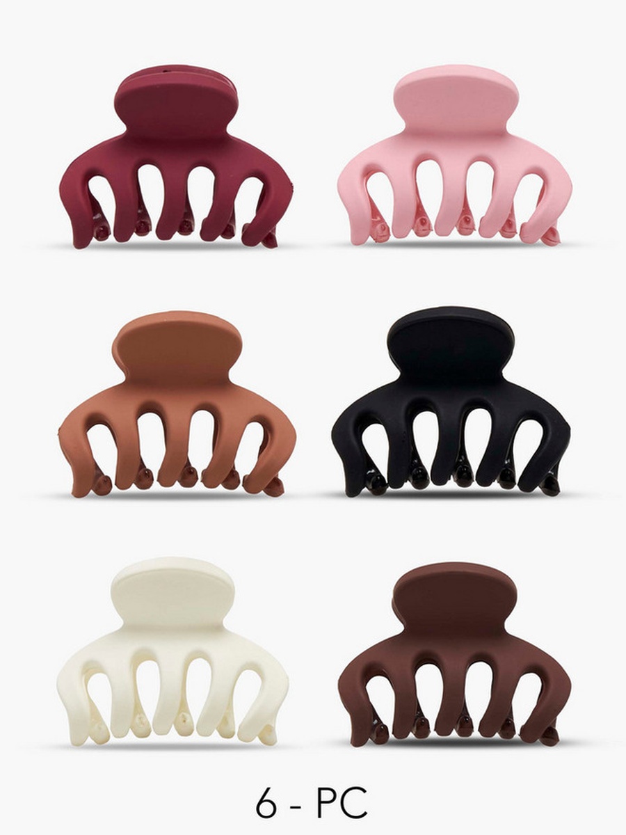 Pack of 6 Curved Hair Clamp with Slotted Design