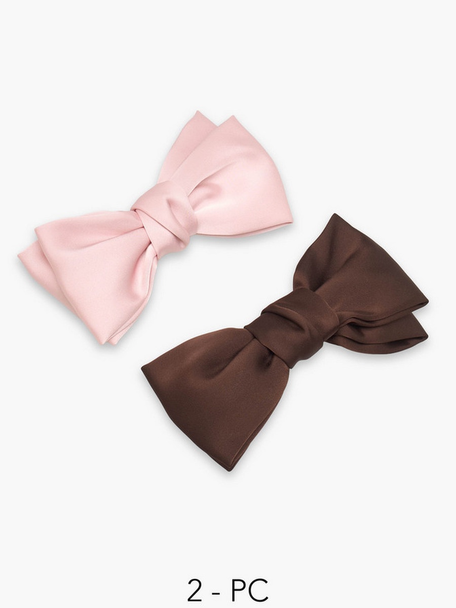 Pack of 2 Barrette Hair Clip with Bow Accent