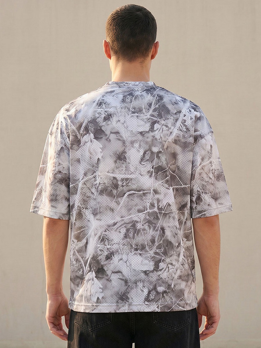 Relaxed Fit V Neck Short Sleeves Varsity Print T-Shirt