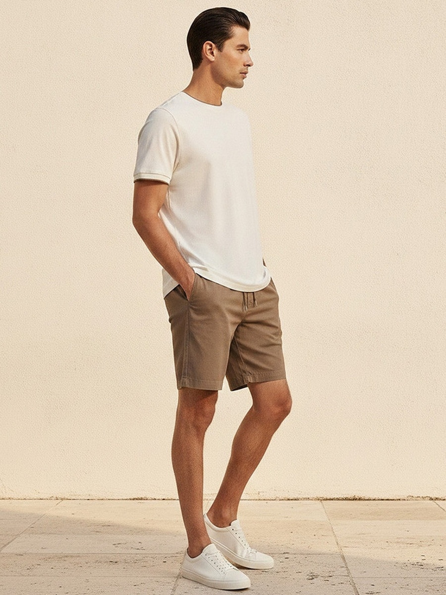 Regular Fit Crew Neck Short Sleeves Crepe Pique T-Shirt