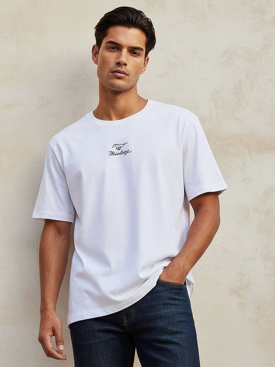 Mustang Regular Fit Crew Neck Short Sleeves Printed T-Shirt