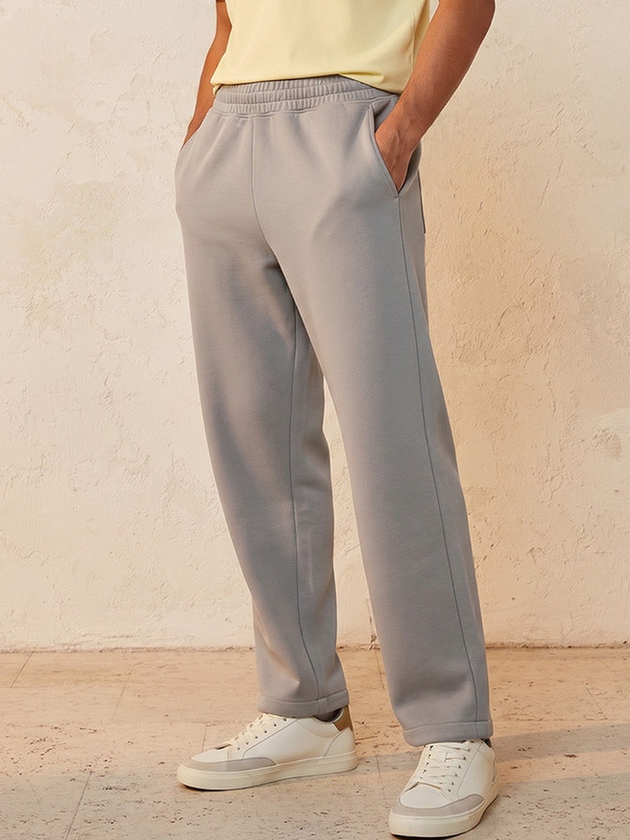 Relaxed Fit Interlock Joggers with Open Hem