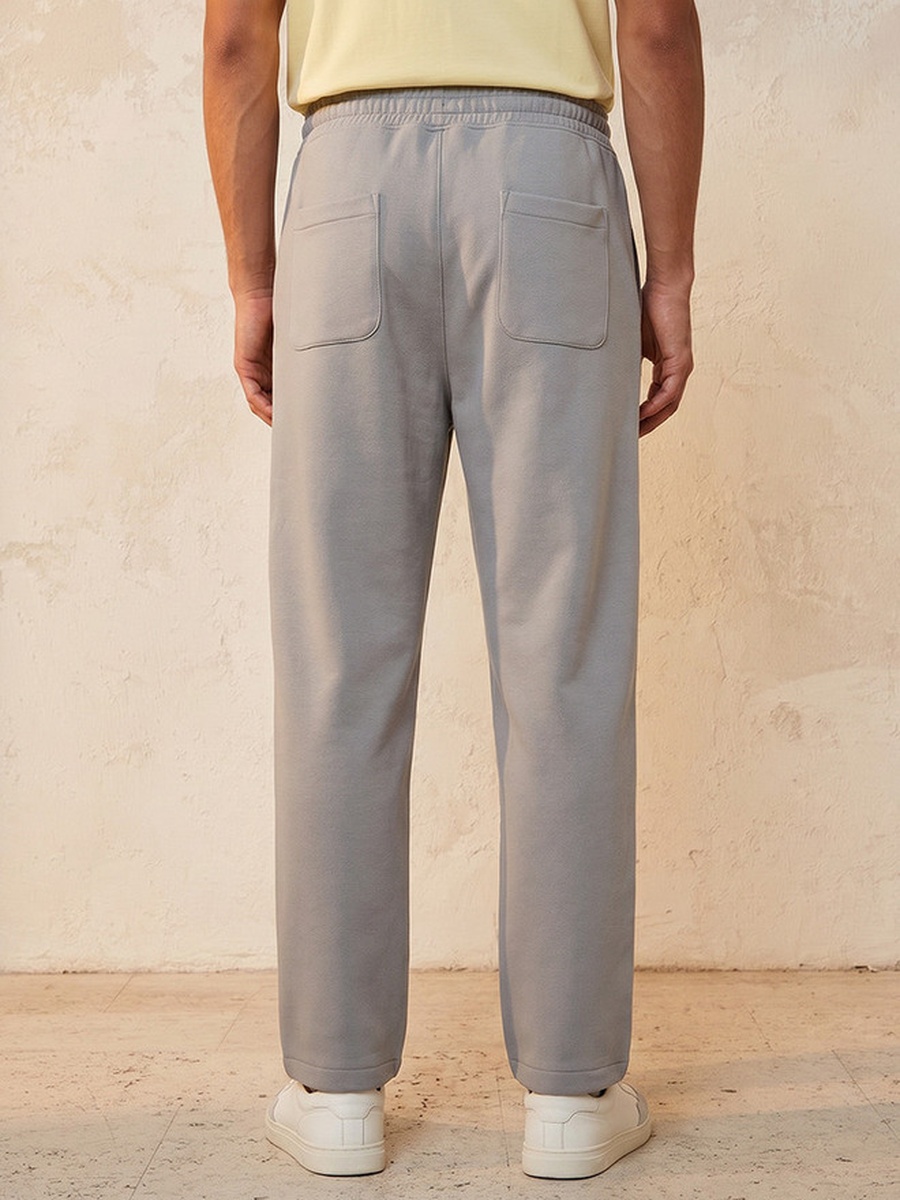 Relaxed Fit Interlock Joggers with Open Hem