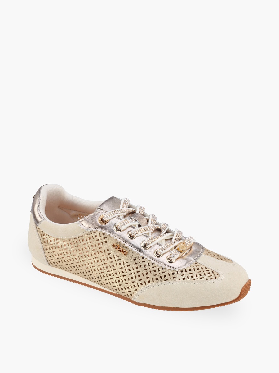 Women Laser Cut Lace-Up Sneakers