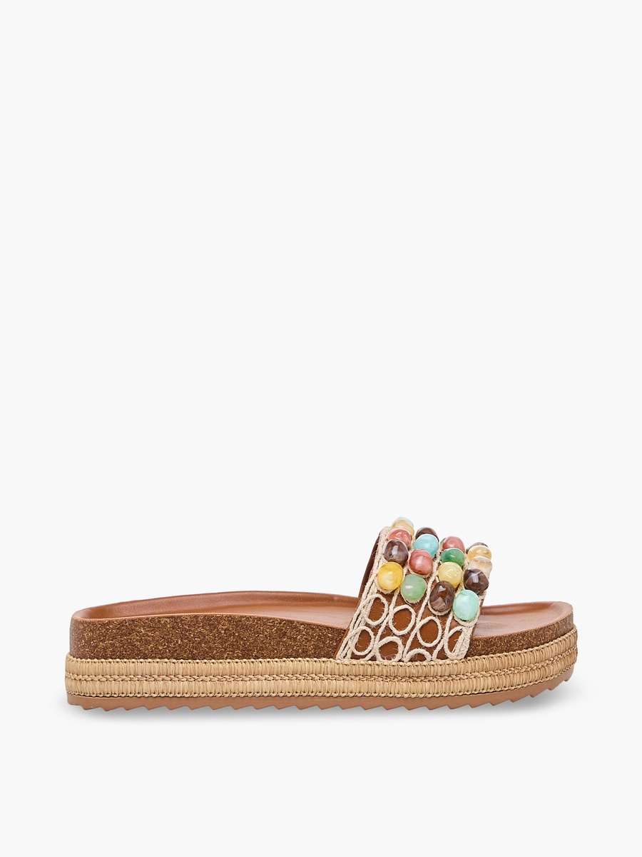 Women Beaded Strap Espadrille Slide Sandals