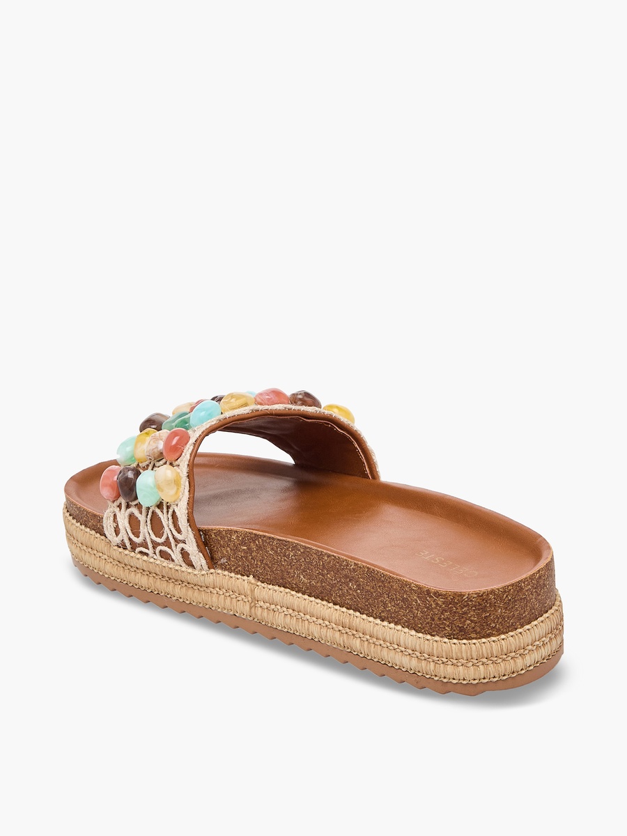 Women Beaded Strap Espadrille Slide Sandals