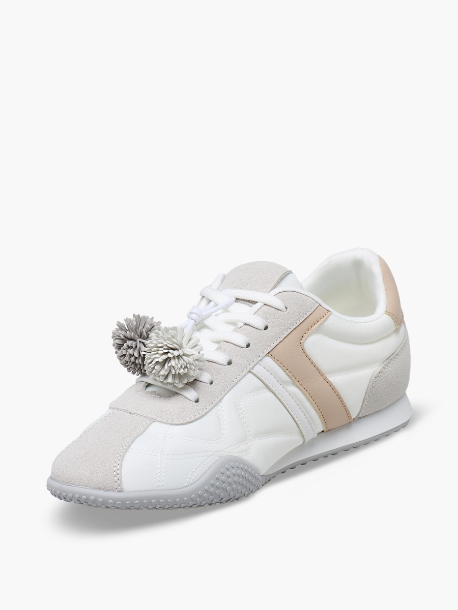 Women Pom-Pom Accent Ankle Sneakers
