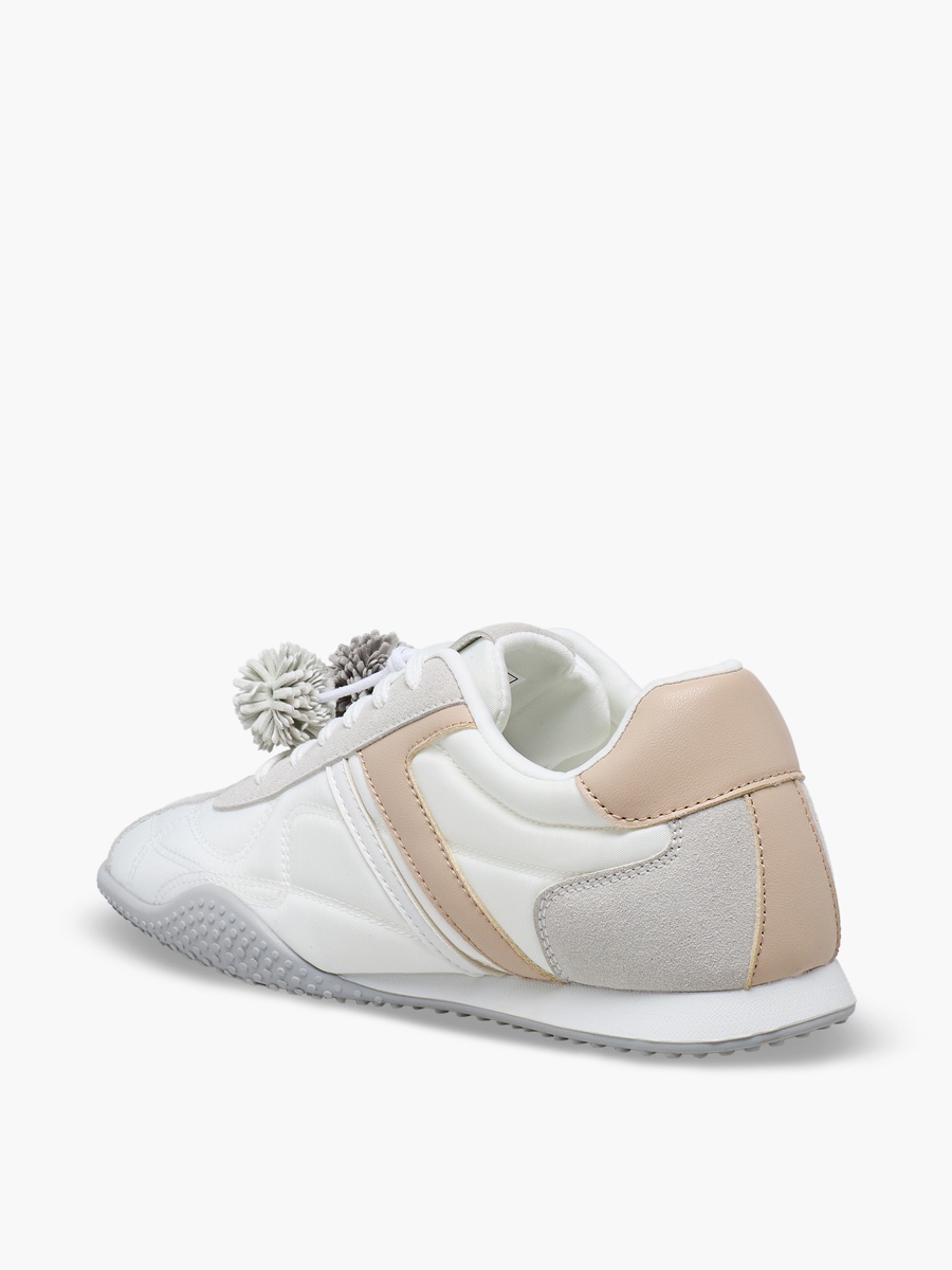 Women Pom-Pom Accent Ankle Sneakers