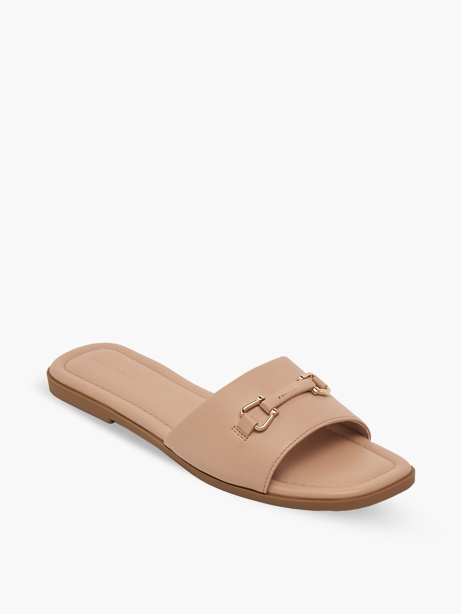 Women Metallic Accent Slide Sandals