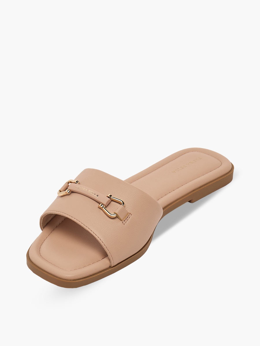 Women Metallic Accent Slide Sandals