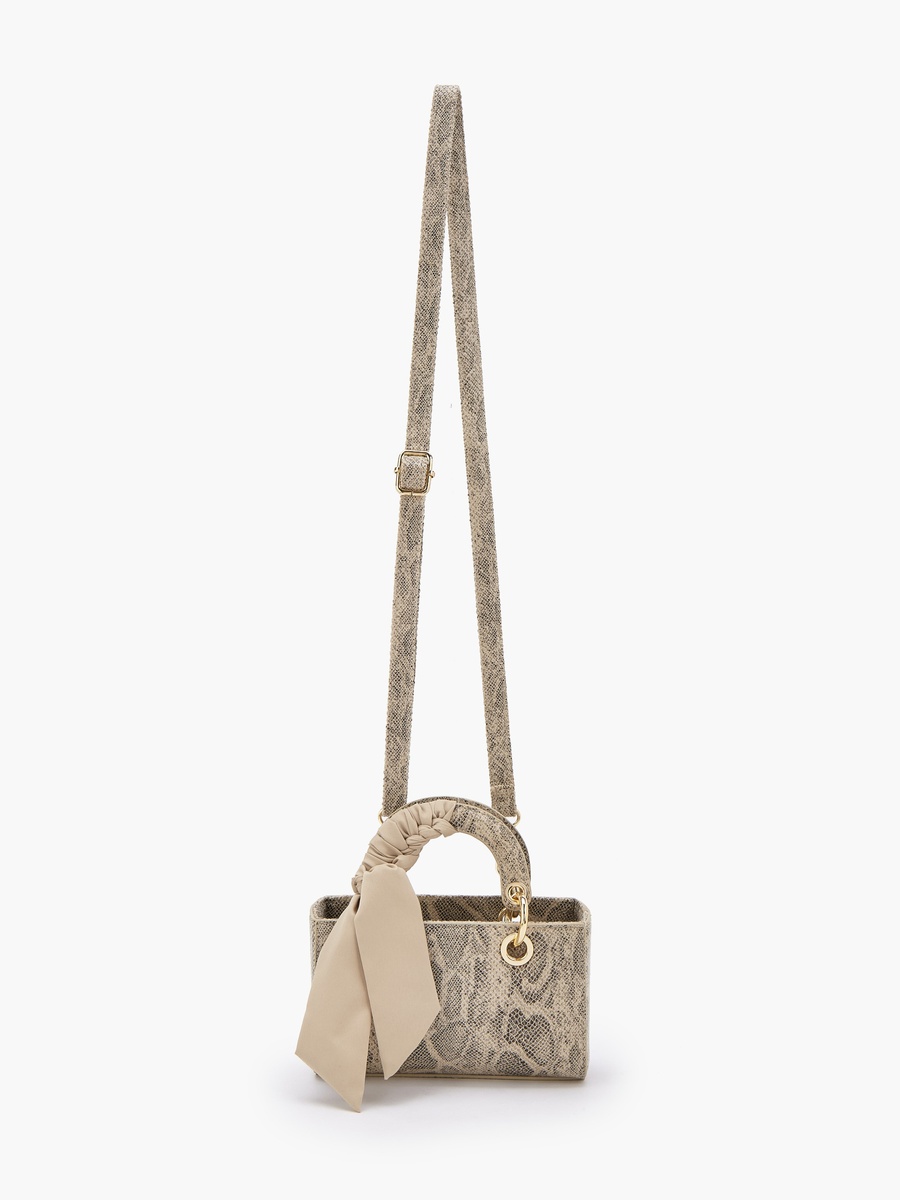 Animal Print Crossbody Bag with Scarf Accent