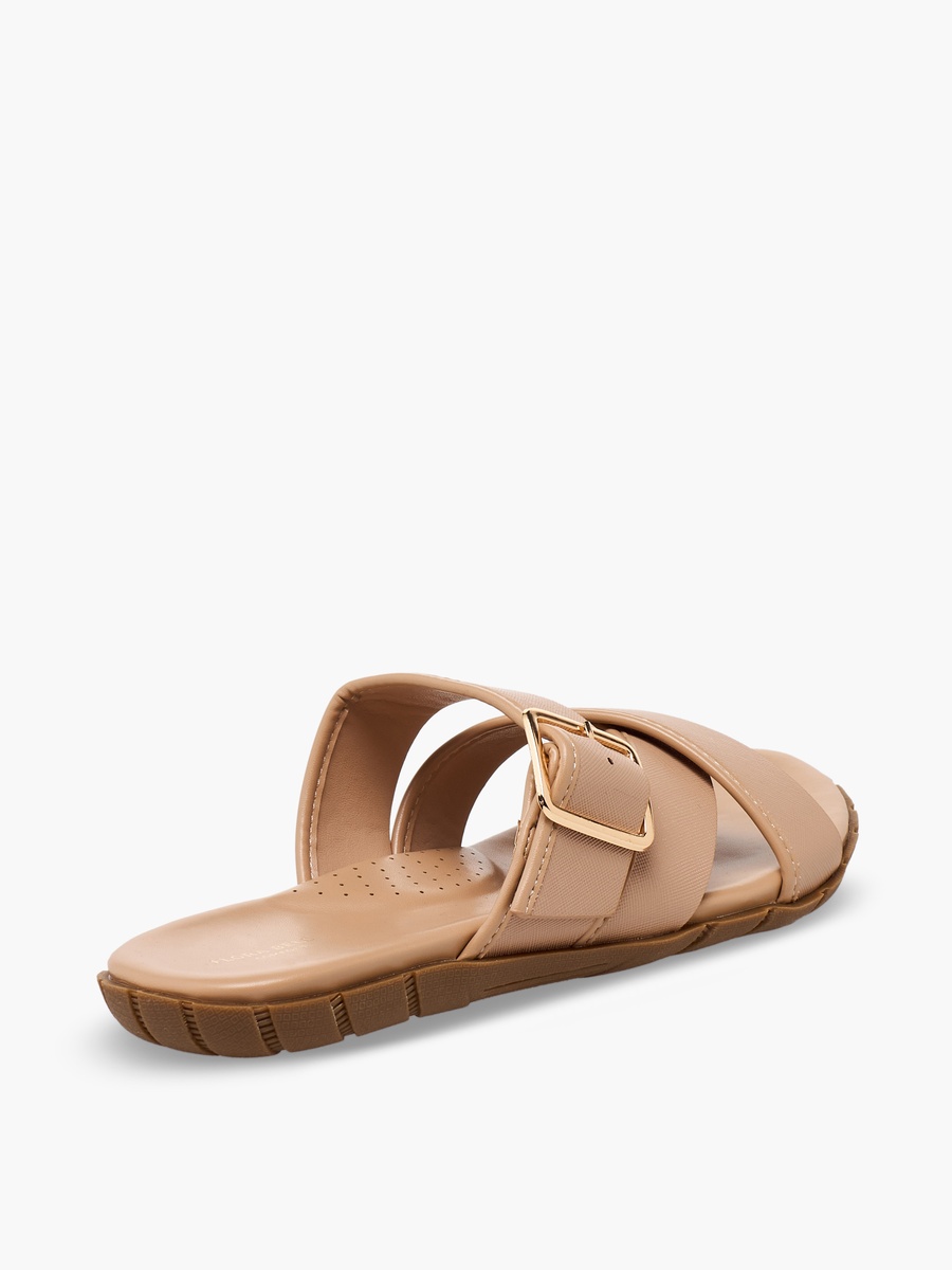 Women Buckle Accent Cross Strap Sandals
