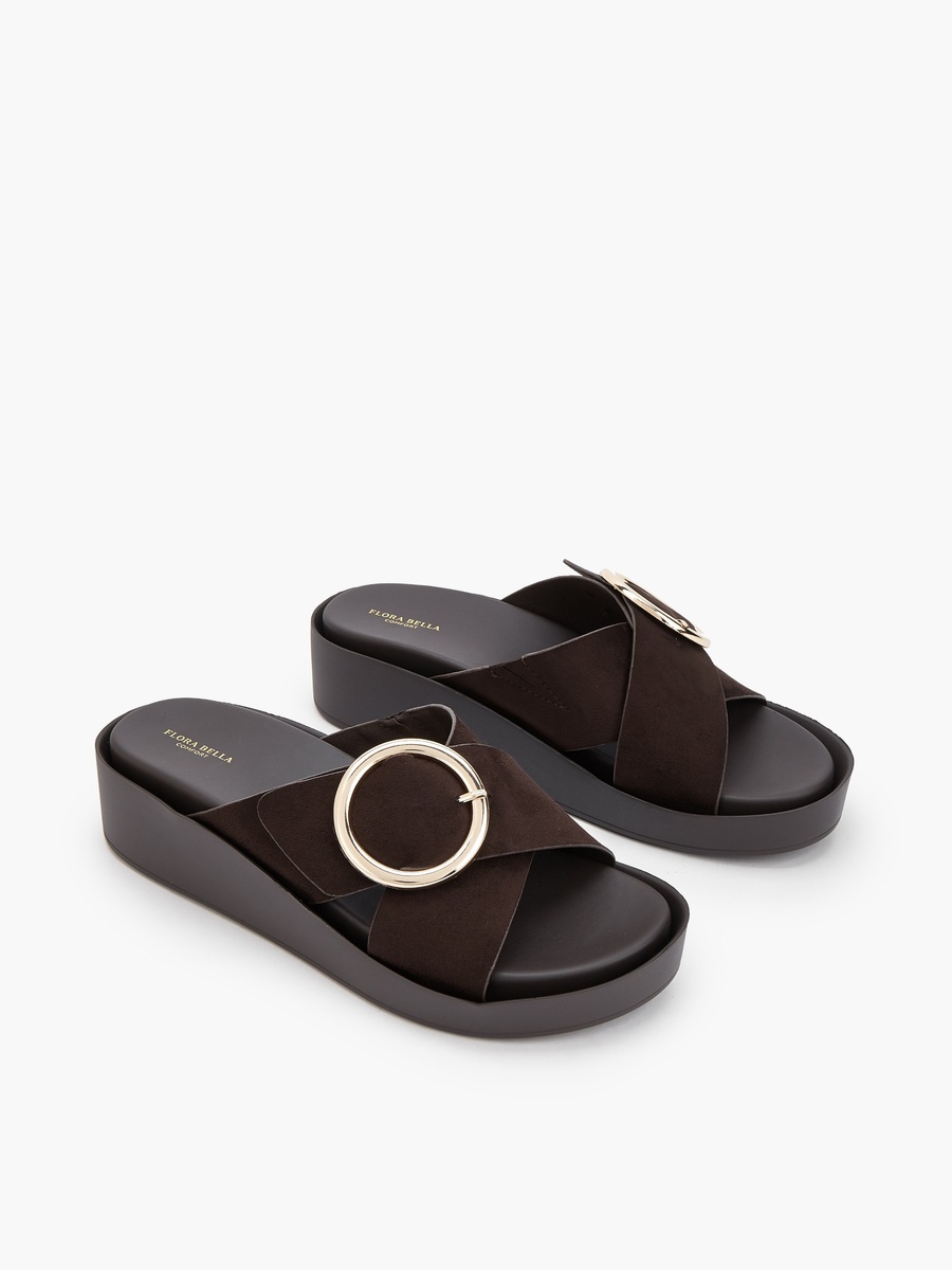 Women Buckle Accent Slip-On Sandals