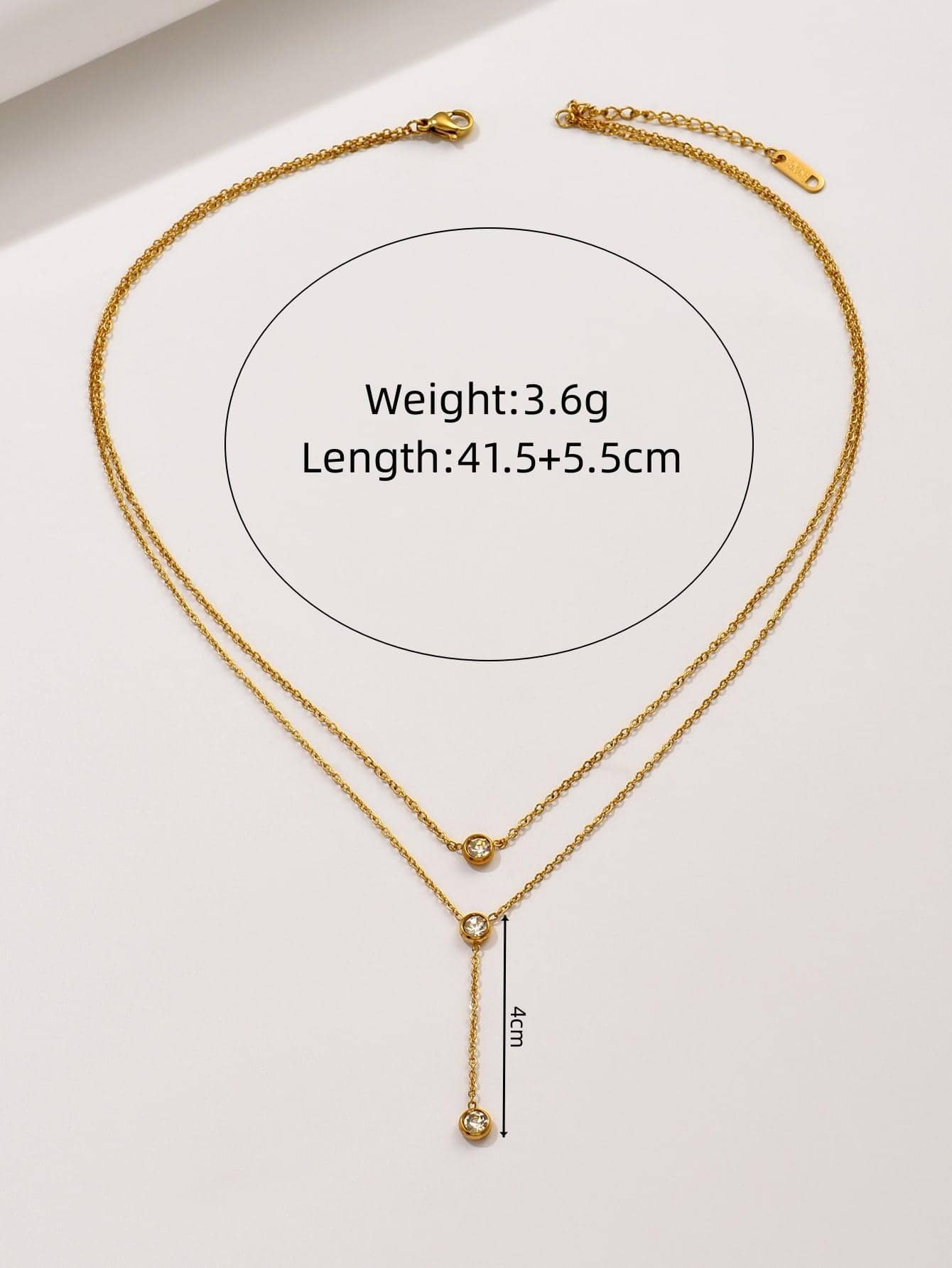 Gold Layered Chain Necklace with Zirconia
