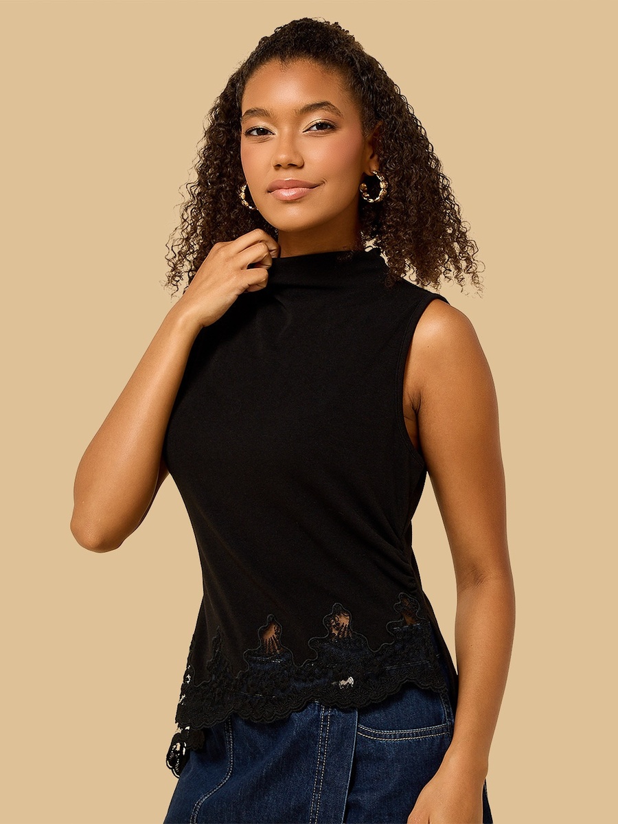 Lace Trim Sleeveless Top