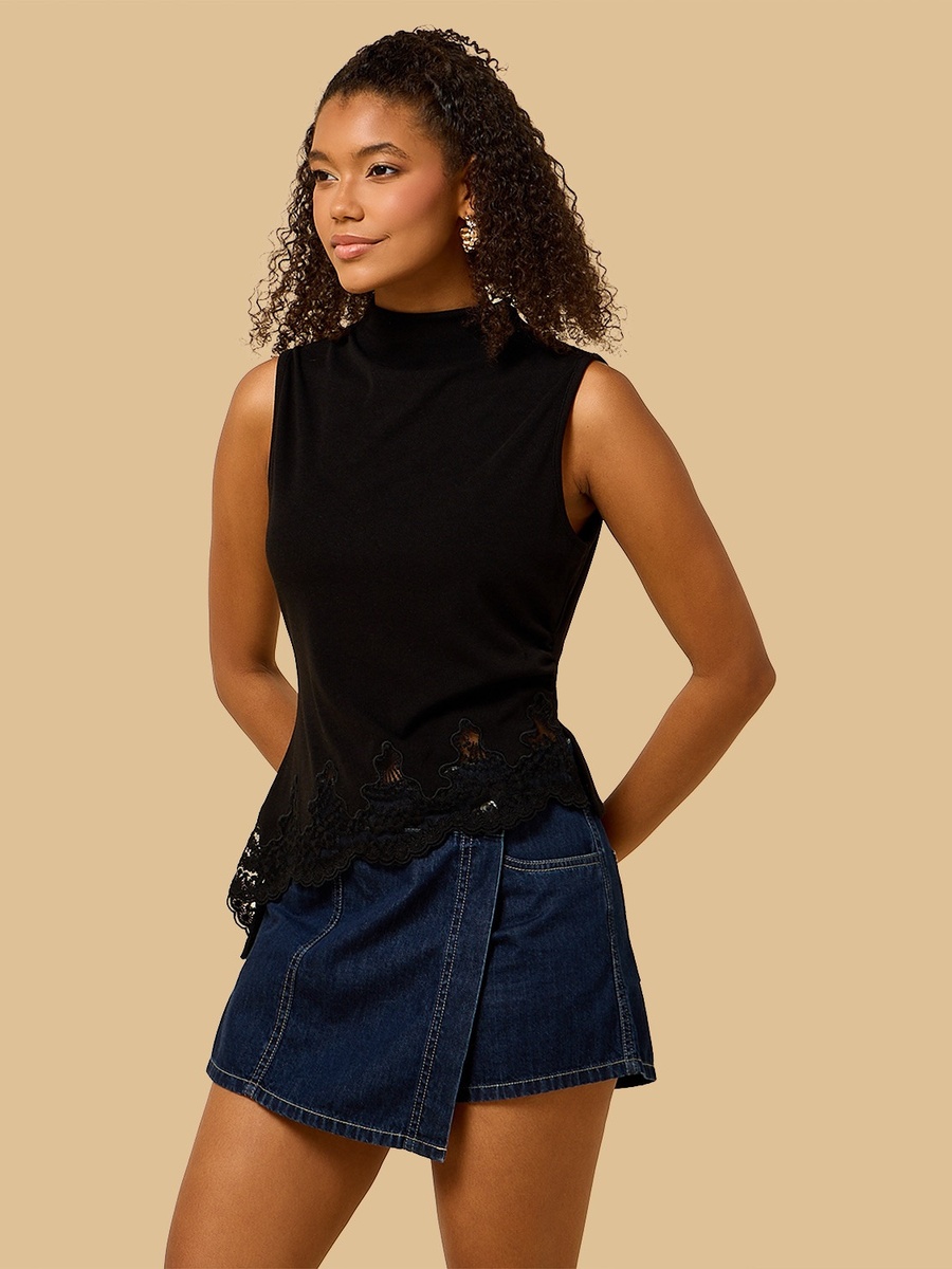 Lace Trim Sleeveless Top