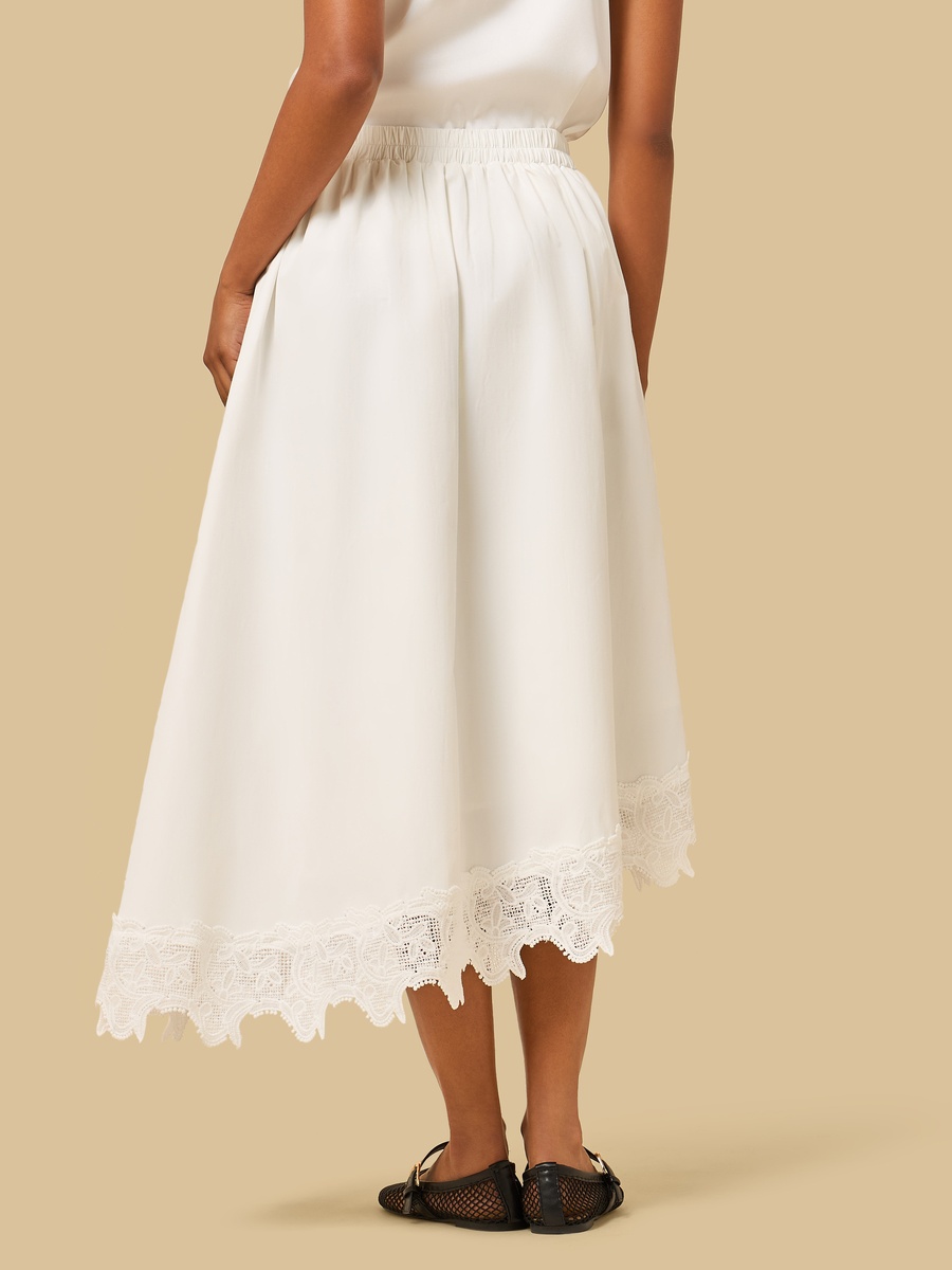 Lace Trim Asymmetric Skirt
