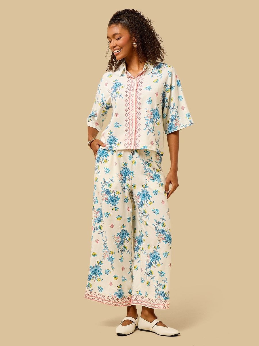 Floral Print Wide Leg Pants
