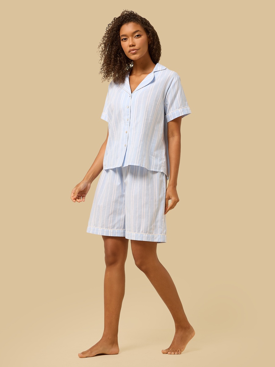 Striped Cotton Shorts Set
