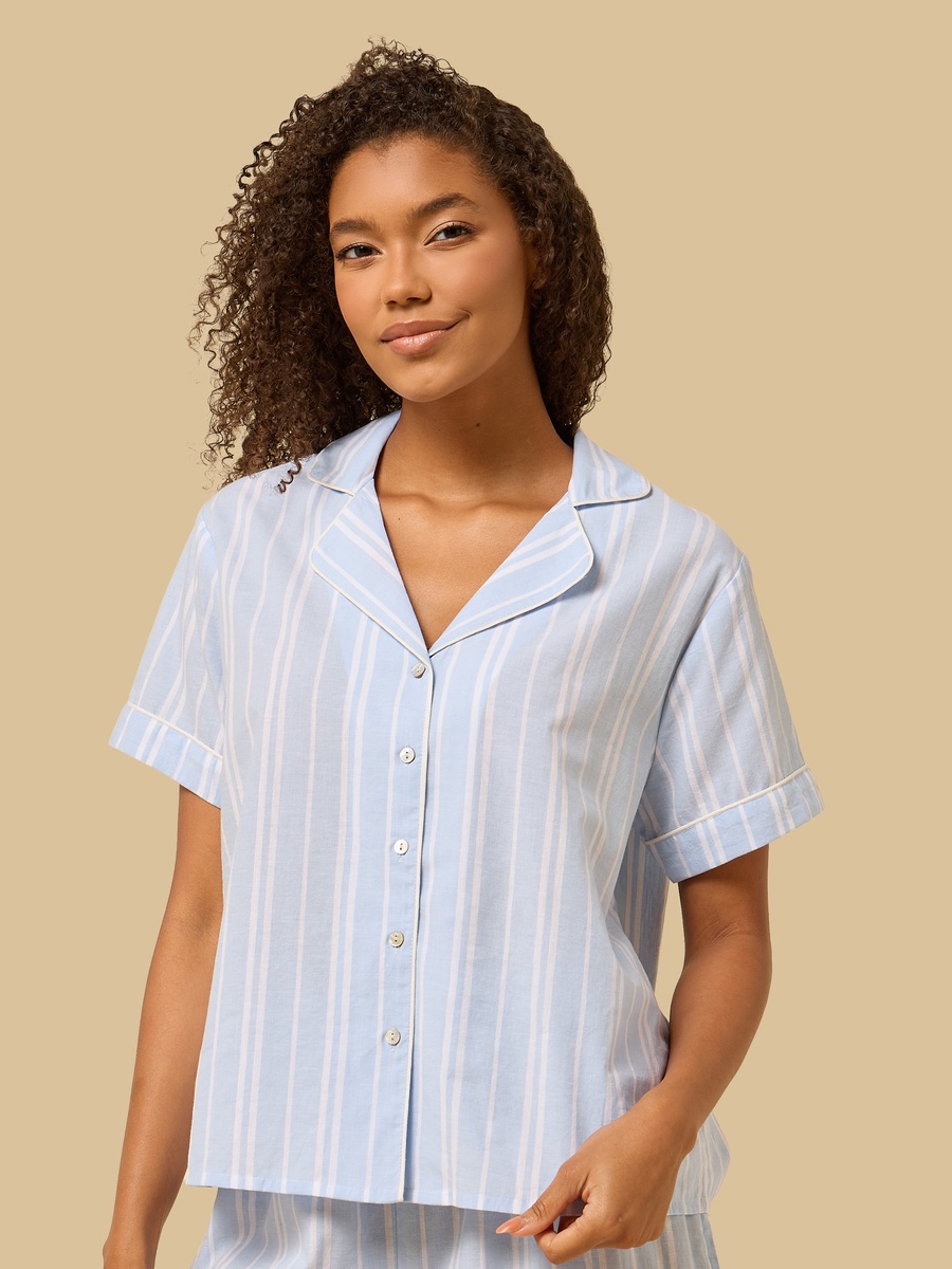 Striped Cotton Shorts Set