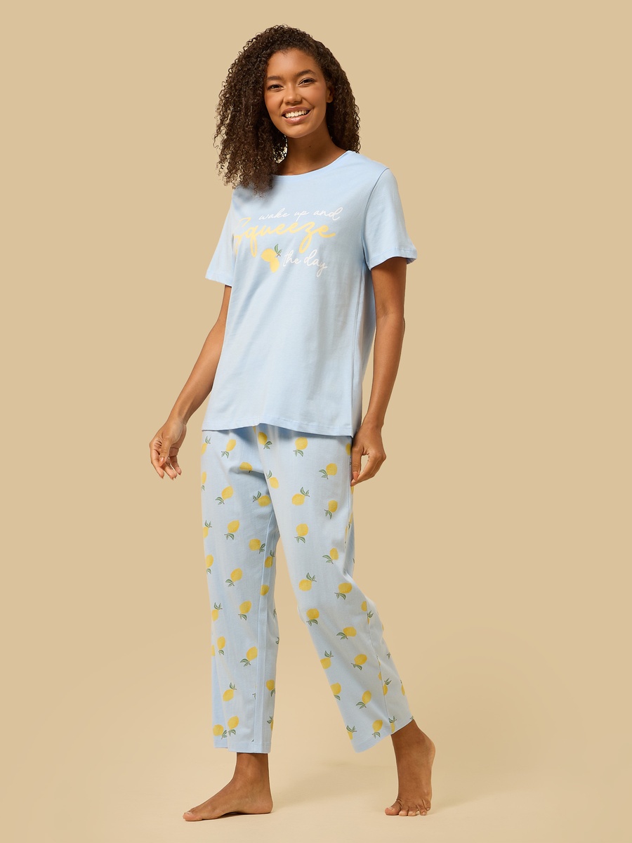 Lemon Print Cotton Pyjama Set