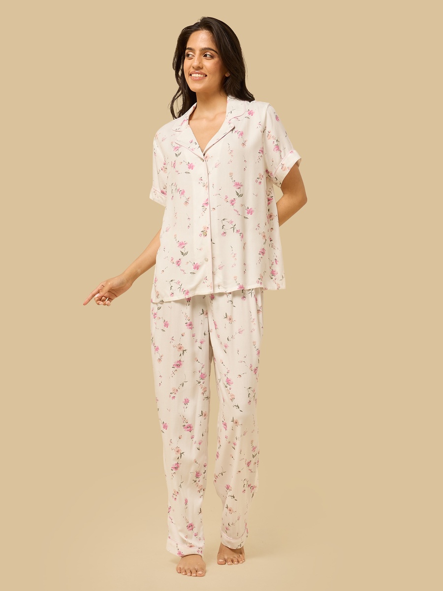 Floral Print Viscose Pyjama Set